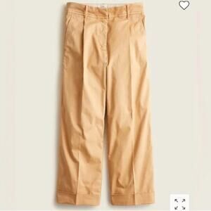 J. Crew Wide Leg Pleated High Rise Chino Pants Gold Tan Preppy Neutral BA292